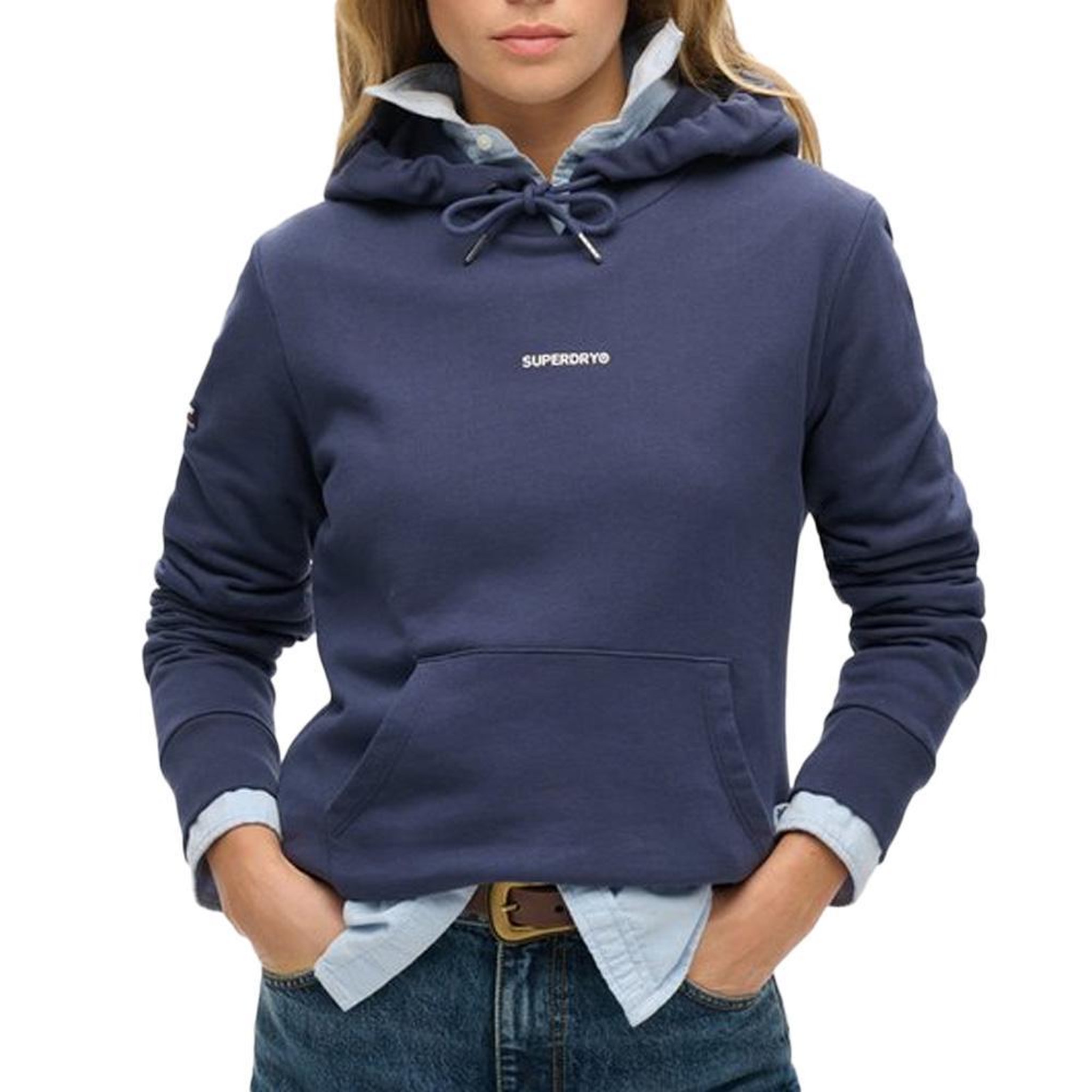 Voir la diapositive 1 : SUPERDRY Sweat Marine Femme Superdry Plain Hood