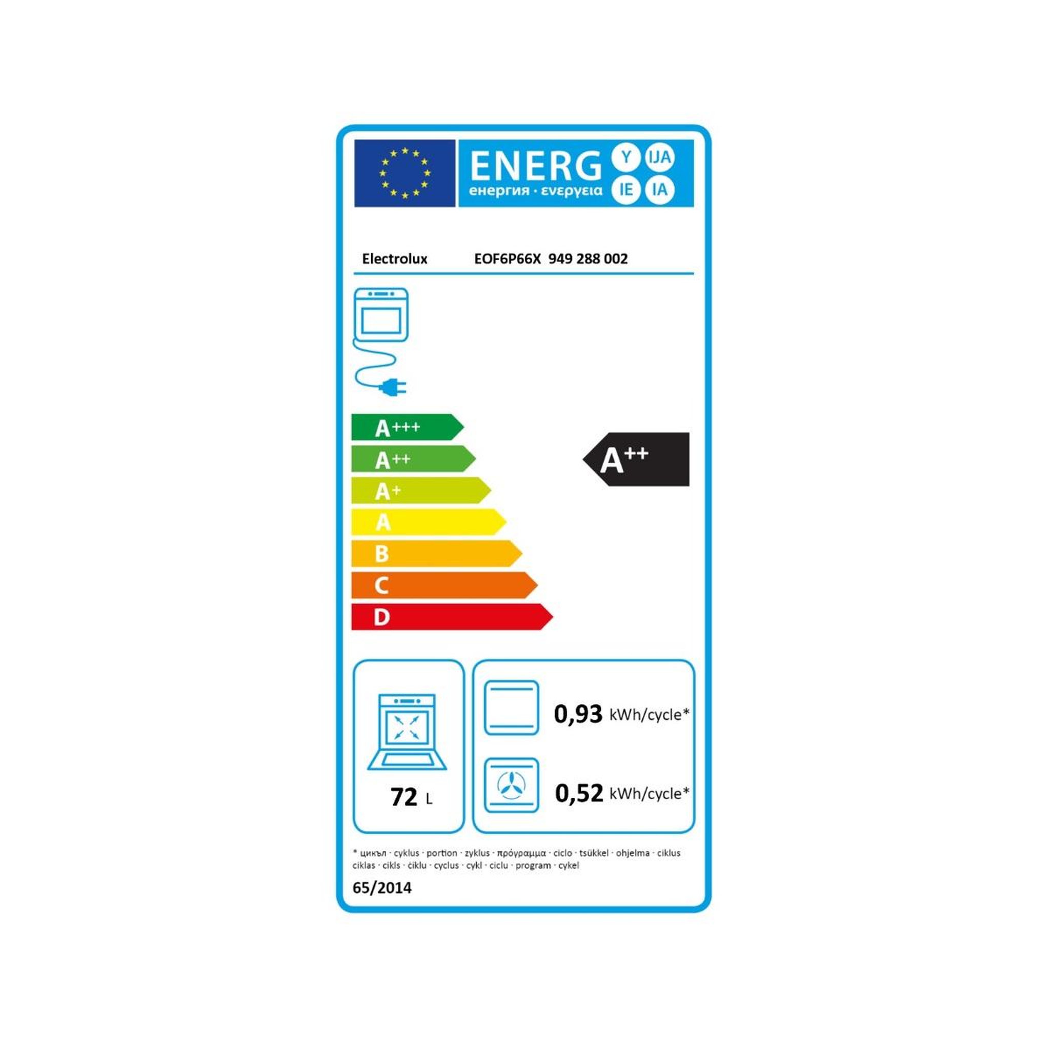 Voir la diapositive 2 : ELECTROLUX Four intégrable 72l 56cm pyrolyse inox/noir - eof6p66x1