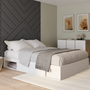 Voir la diapositive 2 : ID MARKET Cadre de lit double SALEM avec rangements et sommier 140 x 190 cm blanc