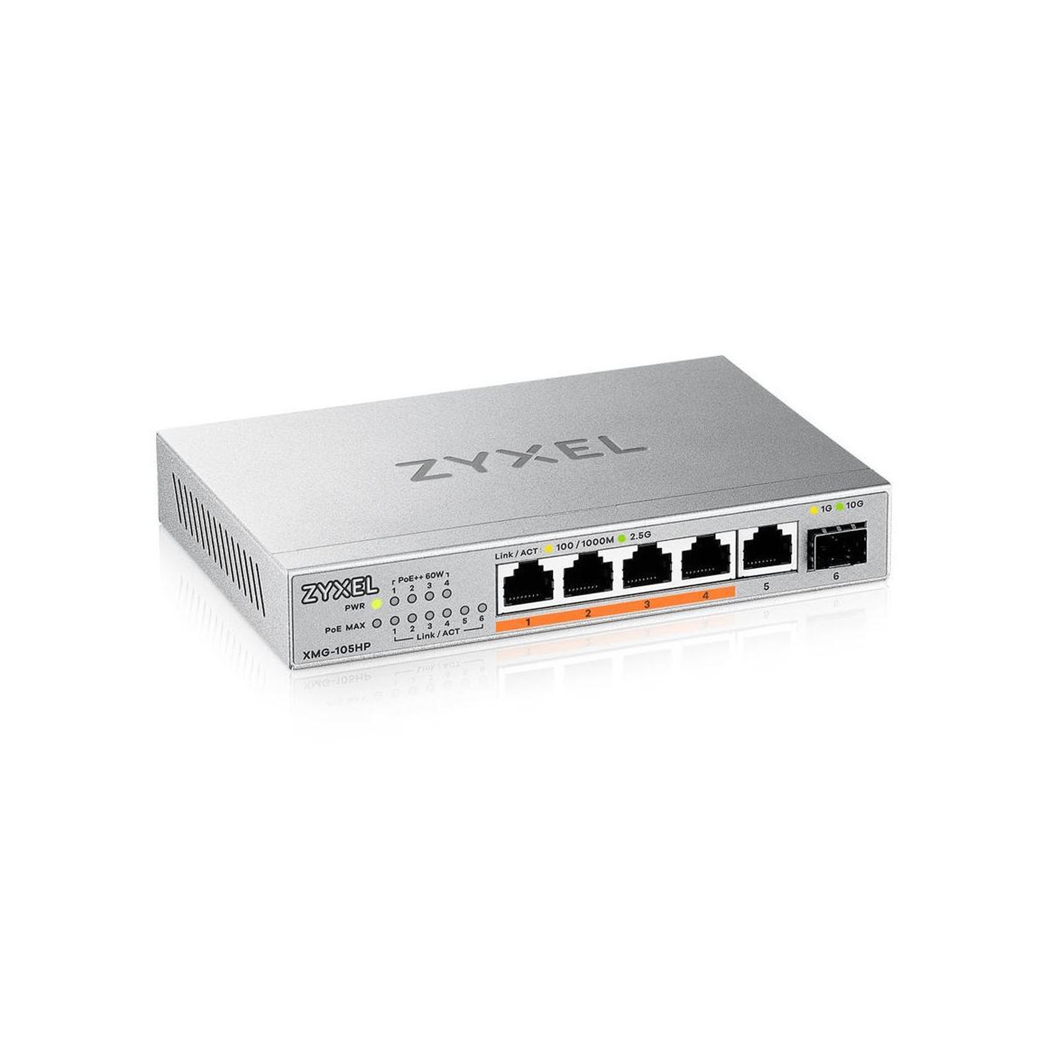 Voir la diapositive 2 : Zyxel Switch Zyxel XMG-105HP - Non géré - 5 ports 2,5G PoE++ + 1 SFP/10G SFP+