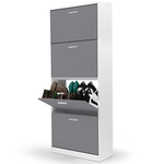 ID MARKET Meuble à chaussures 24 paires KLARK blanc 4 portes gris clair