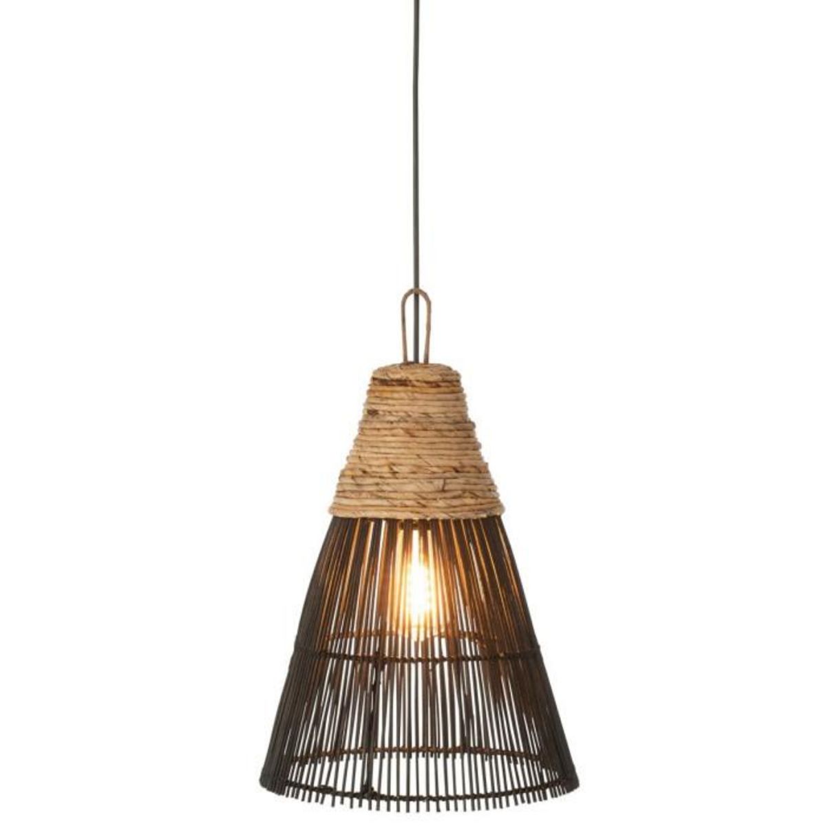 Paris Prix Lampe Suspension en Rotin  Cone  42cm Noir