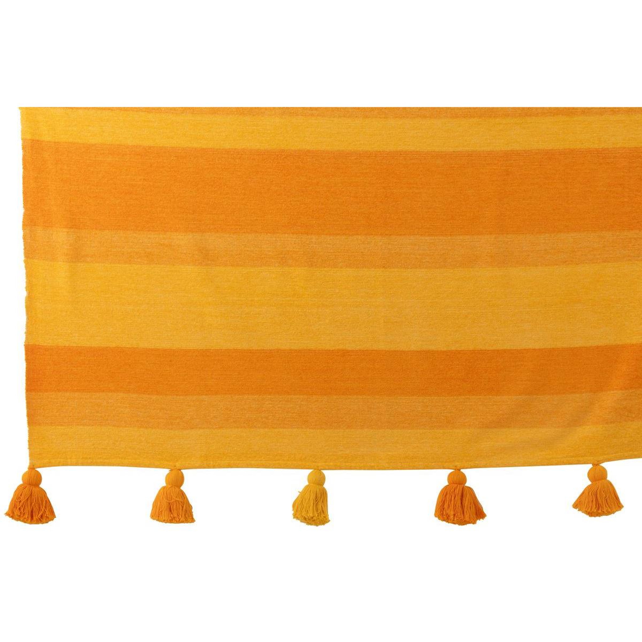Voir la diapositive 2 : J-LINE Plaid rayé à pompons  polly  130x180cm orange