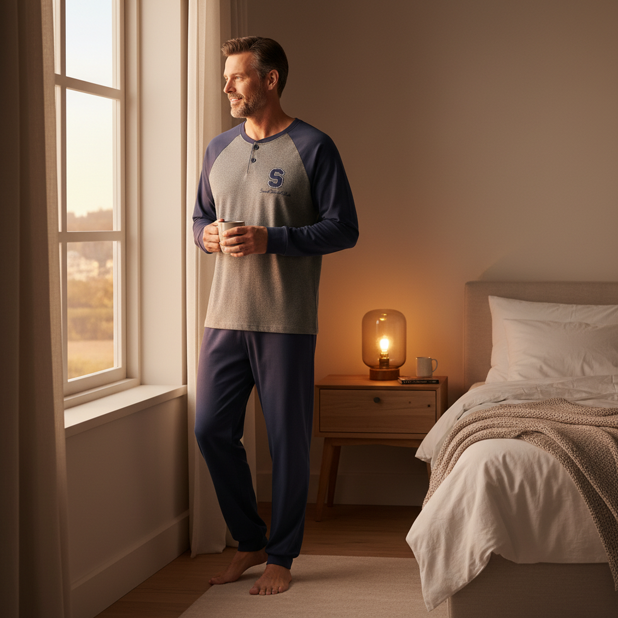 Voir la diapositive 4 : OZABI Ozabi ensemble pyjama homme doublé polaire bicolore sweet secret club