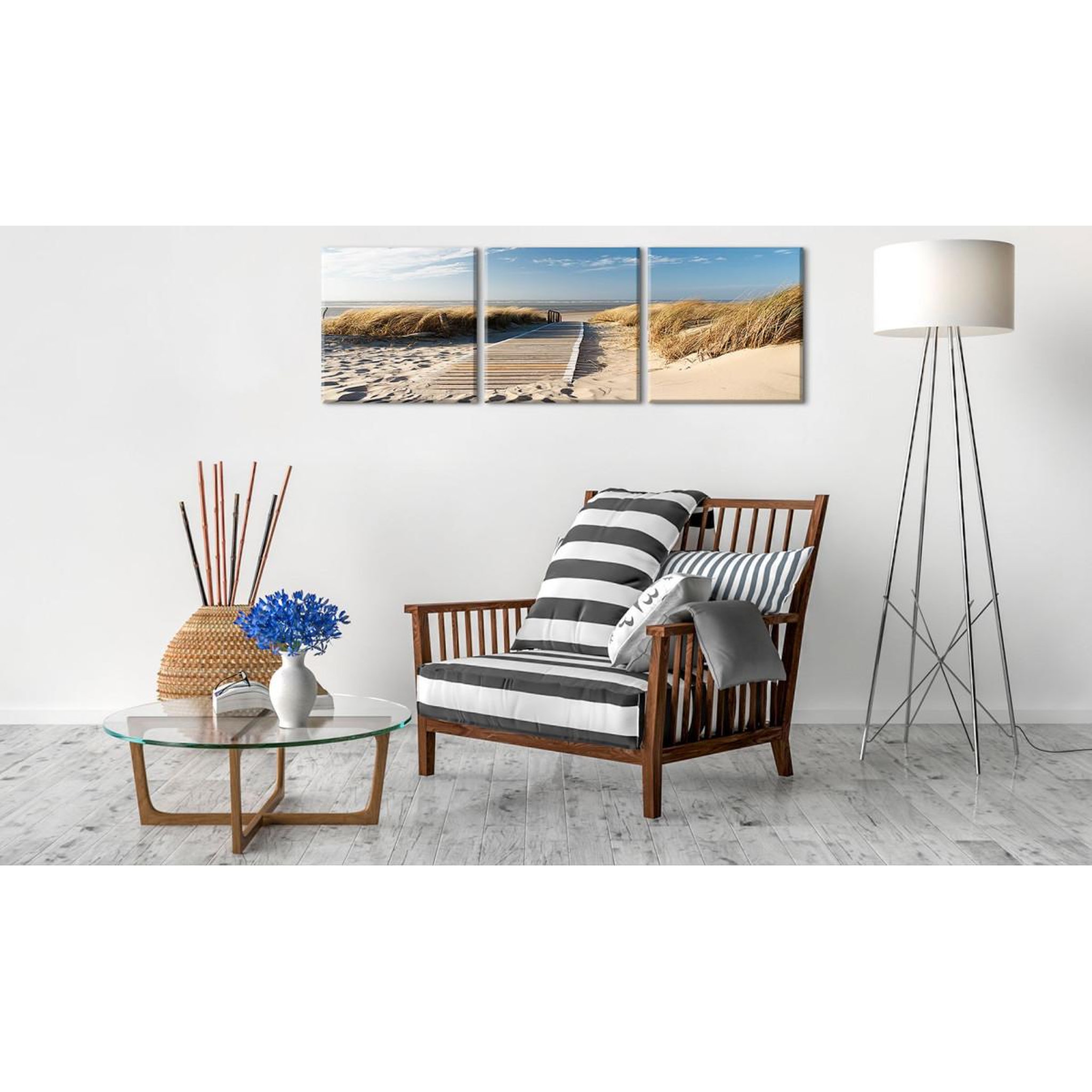 Voir la diapositive 2 : Paris Prix Tableau imprimé  beach 3 panneaux  40x120cm