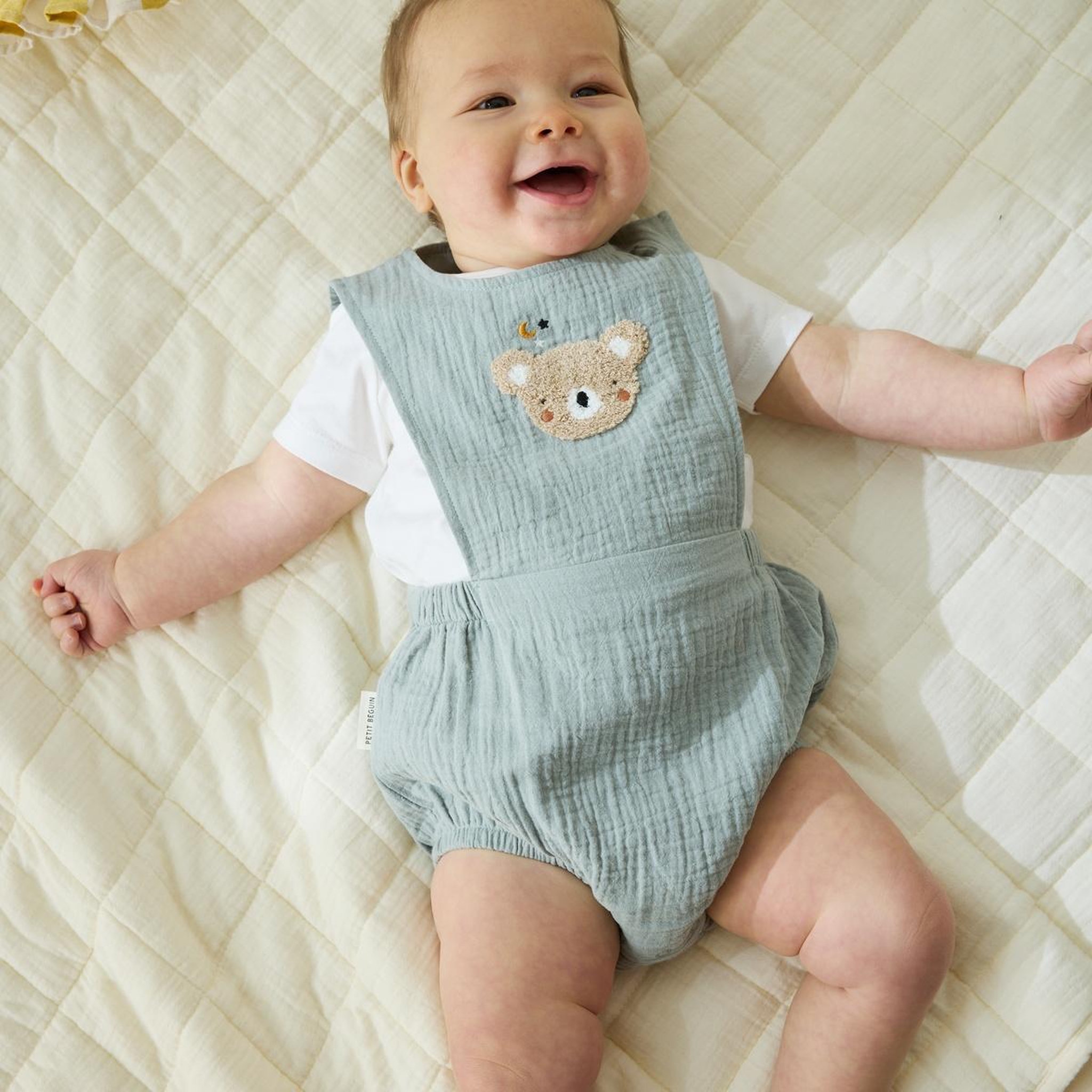 Voir la diapositive 6 : Petit Béguin Ensemble barboteuse bloomer bébé en gaze de coton et t-shirt mini rêve
