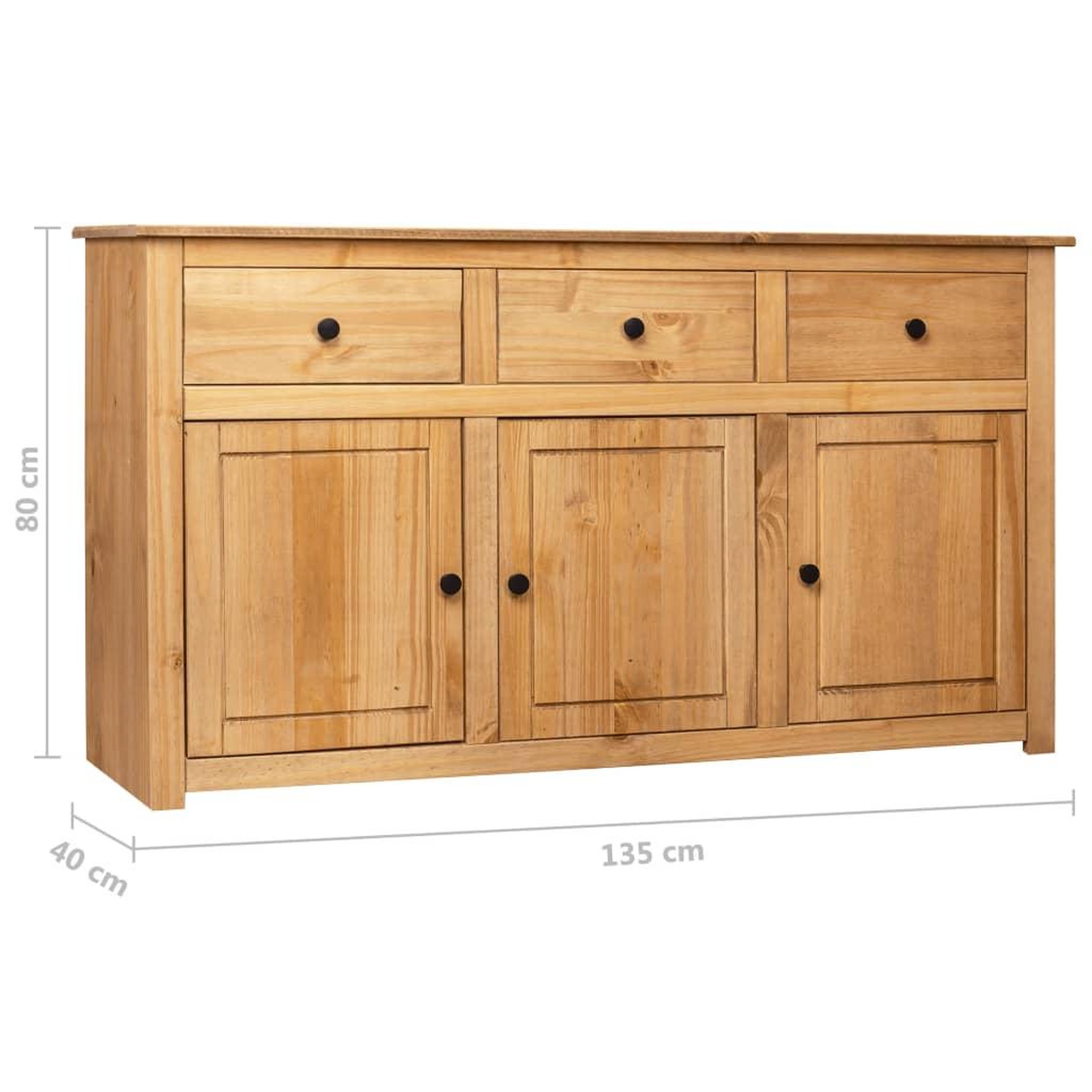 Voir la diapositive 6 : VIDAXL Buffet 135x40x80 cm Pin solide Assortiment Panama
