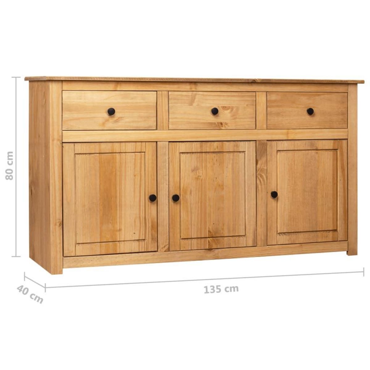 VIDAXL Buffet 135x40x80 cm Pin solide Assortiment Panama