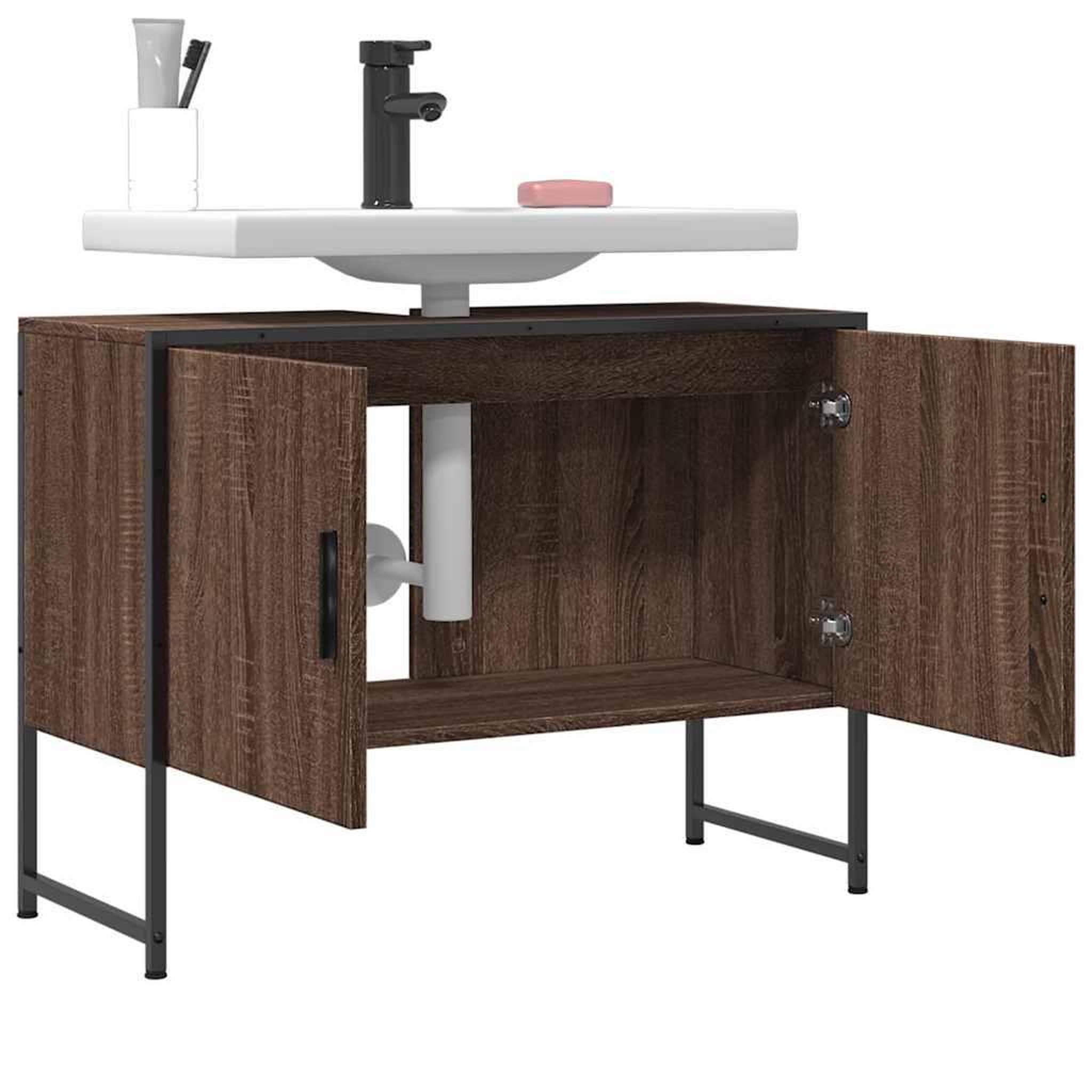 Voir la diapositive 4 : VIDAXL Armoire lavabo de salle de bain chene marron bois d'ingenierie