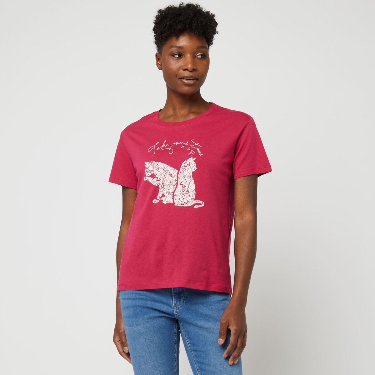 T shirt rouge store femme pas cher