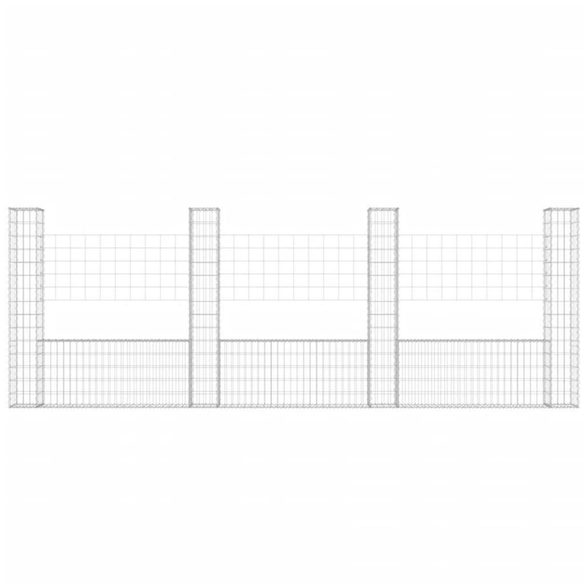 VIDAXL Panier de gabion en forme de U avec 4 poteaux Fer 380x20x150 cm