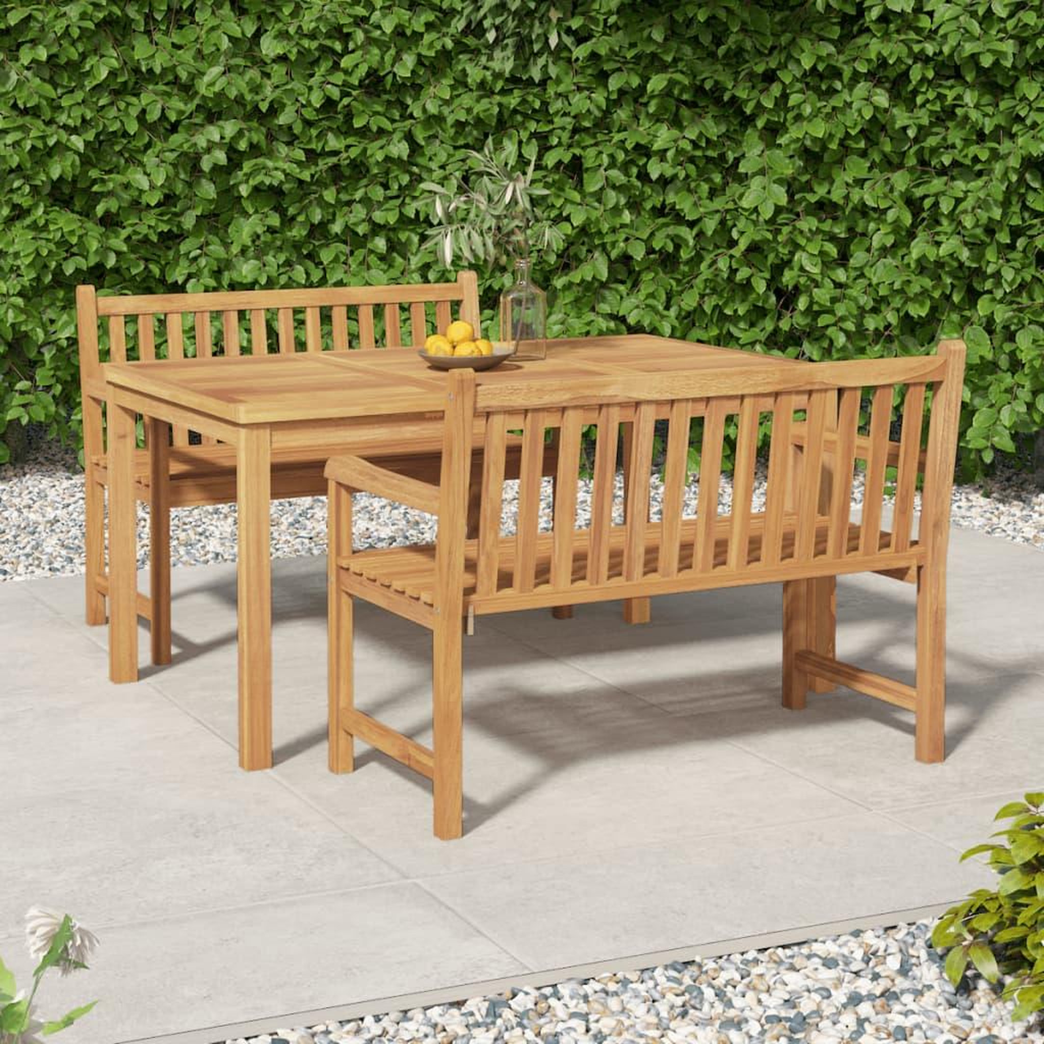Voir la diapositive 1 : VIDAXL Ensemble a manger de jardin 3 pcs Bois de teck massif