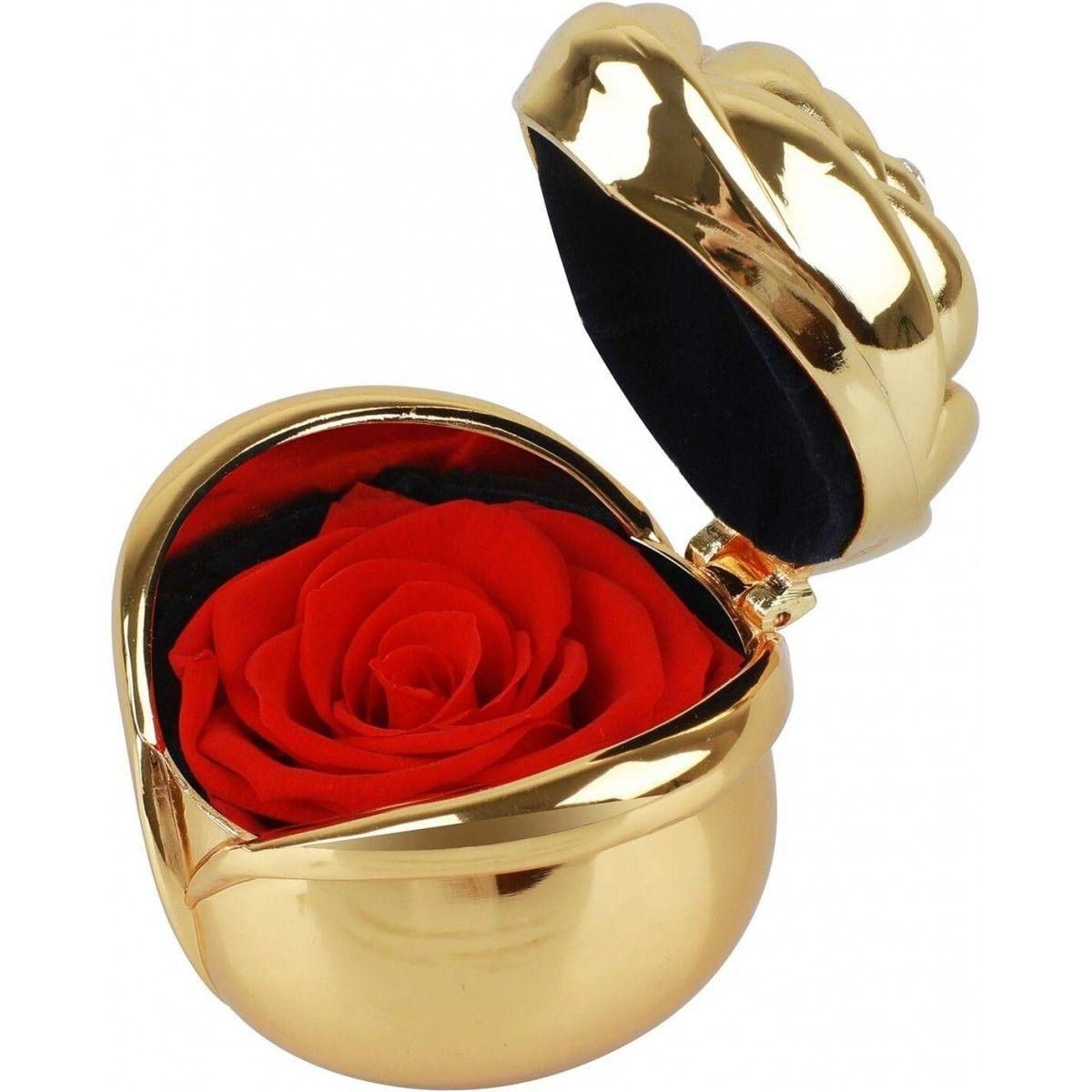 SC CRYSTAL Écrin doré en forme de rose et sa rose stabilisée