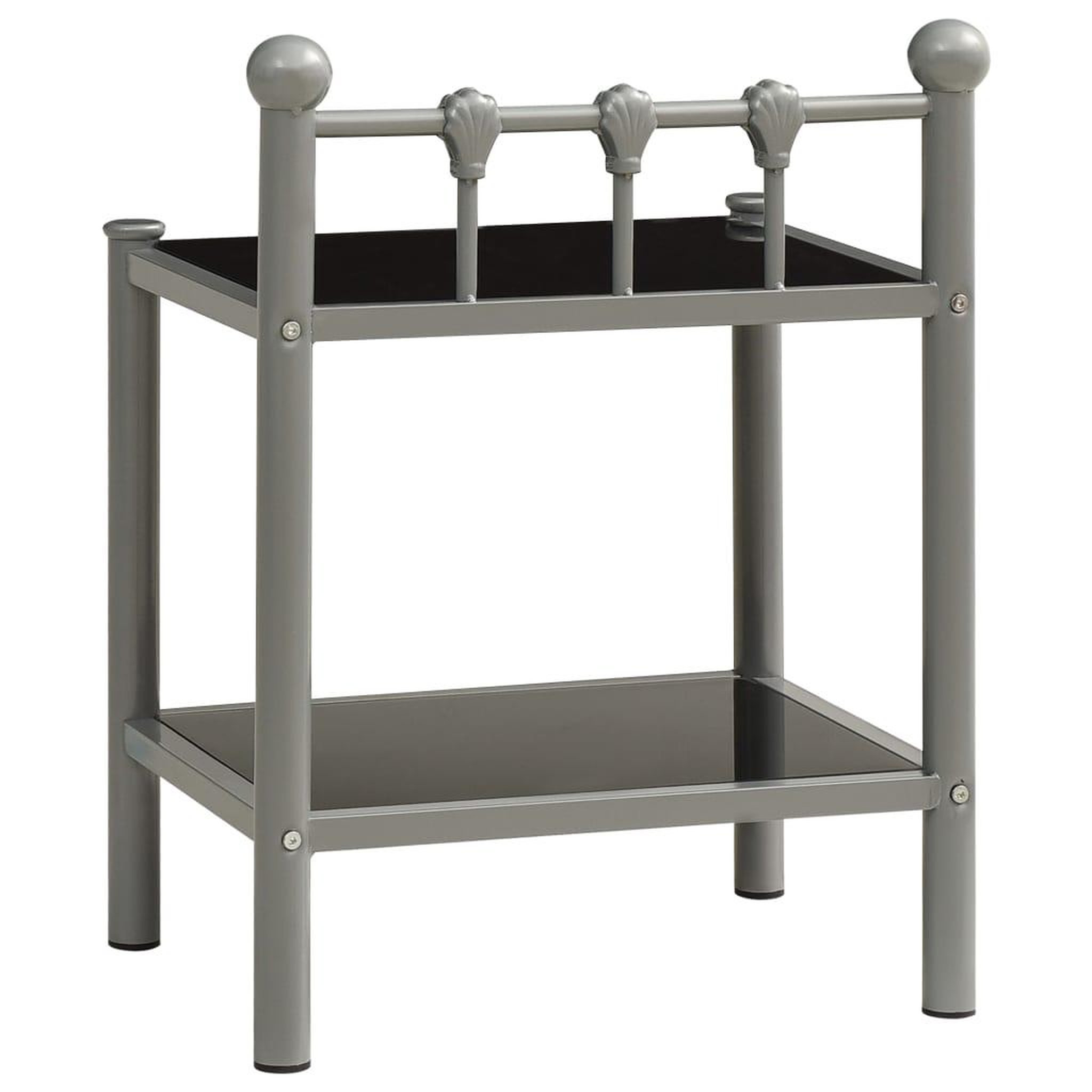 Voir la diapositive 5 : VIDAXL Tables de chevet 2 pcs Gris et noir Metal et verre