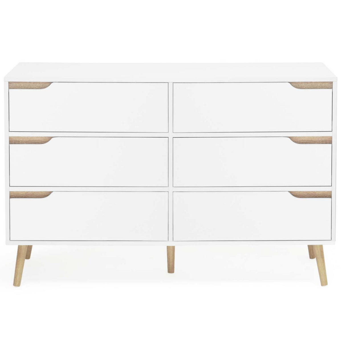 ID MARKET Commode 6 tiroirs HELSINKI 115 cm scandinave blanc