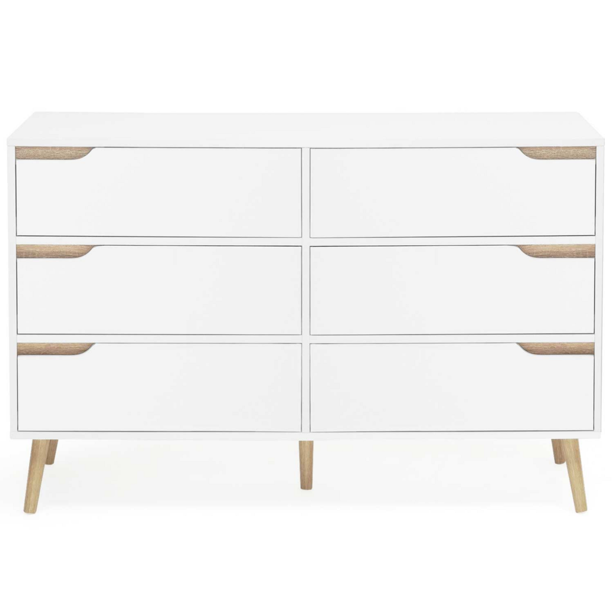 ID MARKET Commode 6 tiroirs HELSINKI 115 cm scandinave blanc