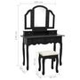 Voir la diapositive 6 : VIDAXL Ensemble de coiffeuse et tabouret Noir 100x40x146 cm Paulownia