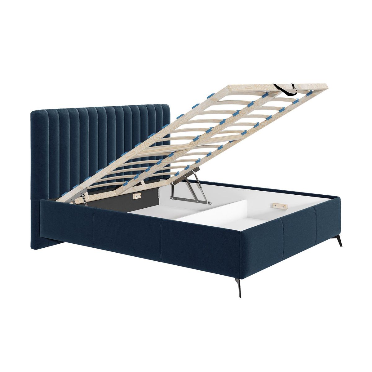 BEST MOBILIER Mendoza - lit coffre - 140x200 - sommier inclus - en velours