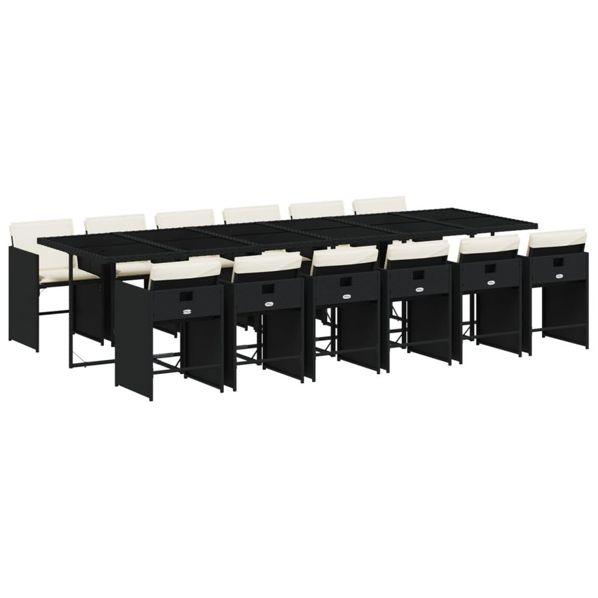 Voir la diapositive 2 : VIDAXL Ensemble a manger de jardin 13 pcs coussins noir resine tressee