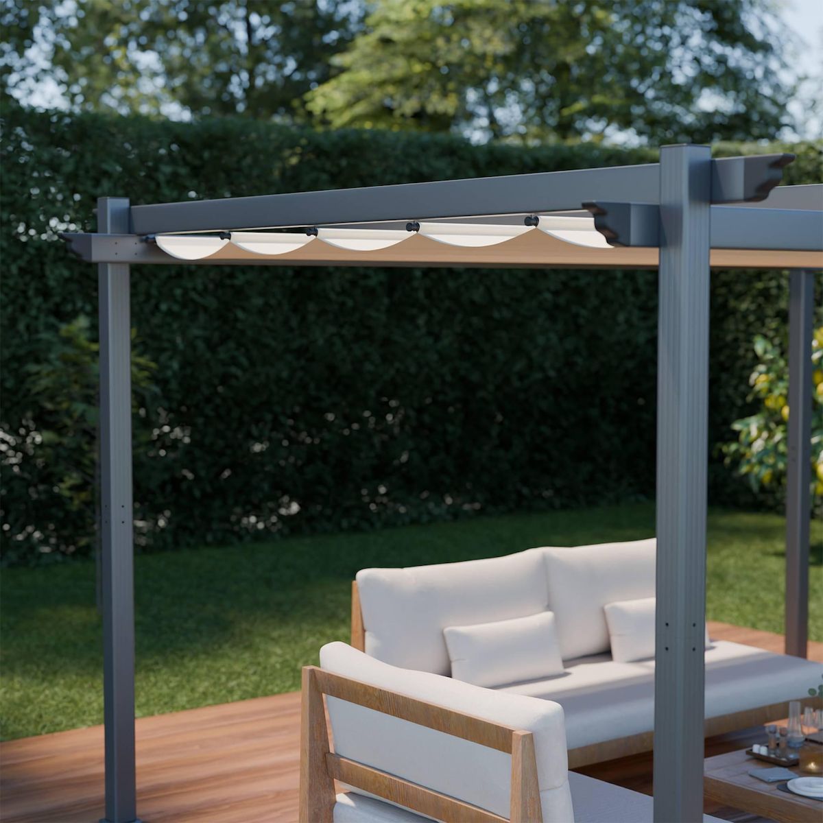 SWEEEK Pergola aluminium - Isla 3x4m - Tonnelle idéale pour votre terrasse, toit rétractable, toile coulissante, structure aluminium