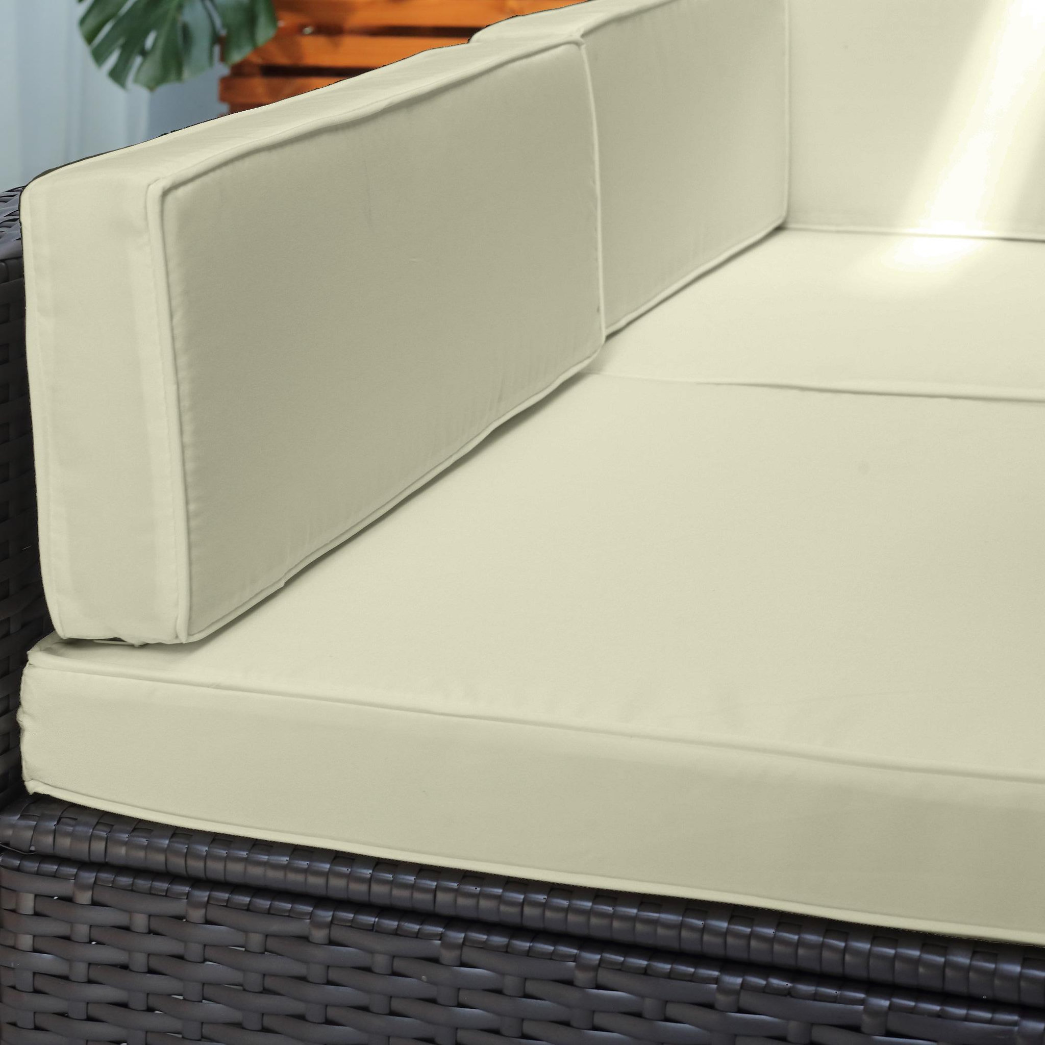 Voir la diapositive 4 : OUTSUNNY Ensemble salon de jardin 7 pièces modulables table basse plateau verre trempé coussins déhoussables inclus résine tressée imitation rotin brun foncé