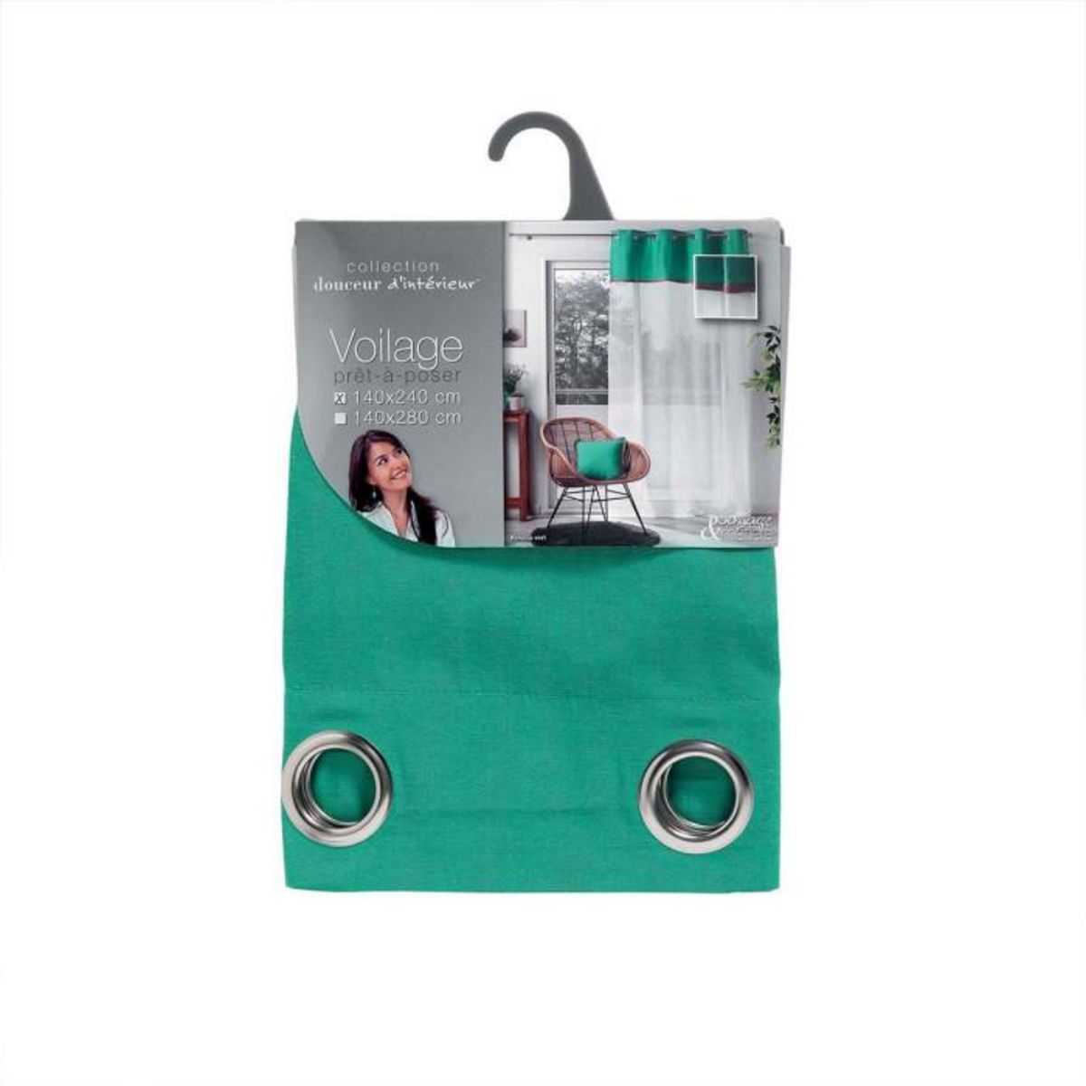 Paris Prix Rideau Voilage à Œillets  Kelonia  140x240cm Vert