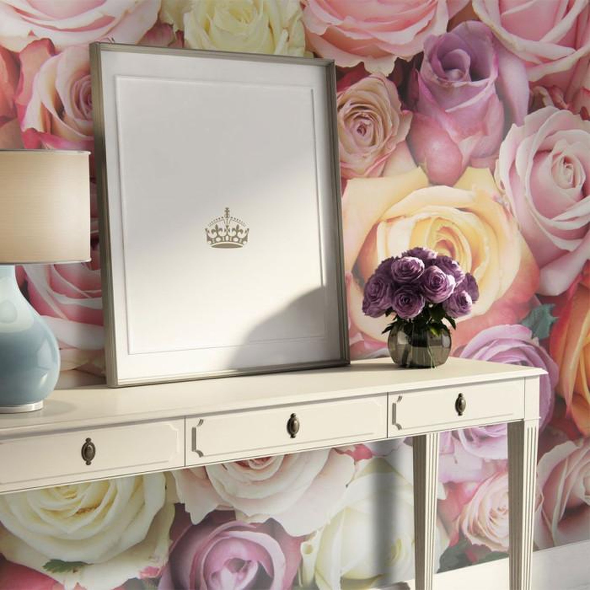 Paris Prix Papier Peint  Pastel Roses. Coloris disponibles : Multicolore