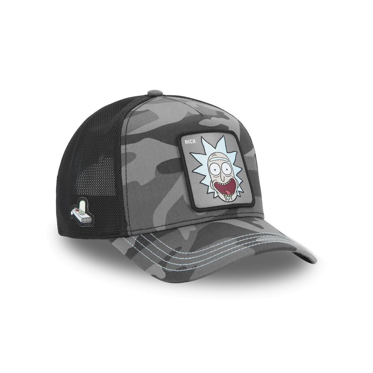 CAPSLAB Casquette trucker premium en sergé de coton Rick & Morty Black Camo