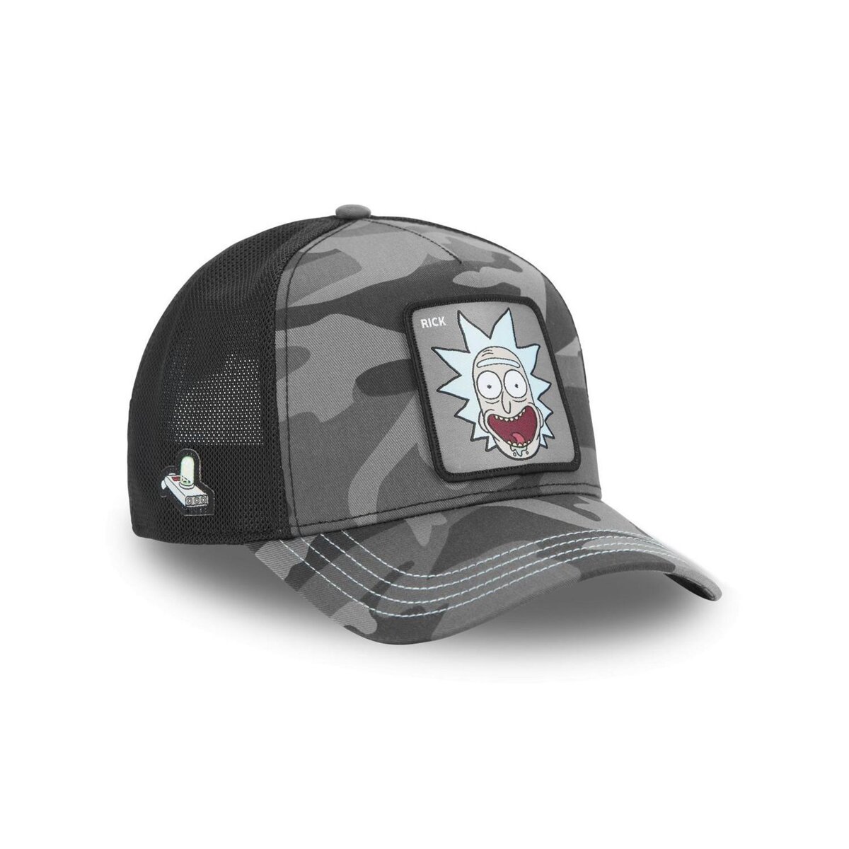 CAPSLAB Casquette trucker premium en sergé de coton Rick & Morty Black Camo