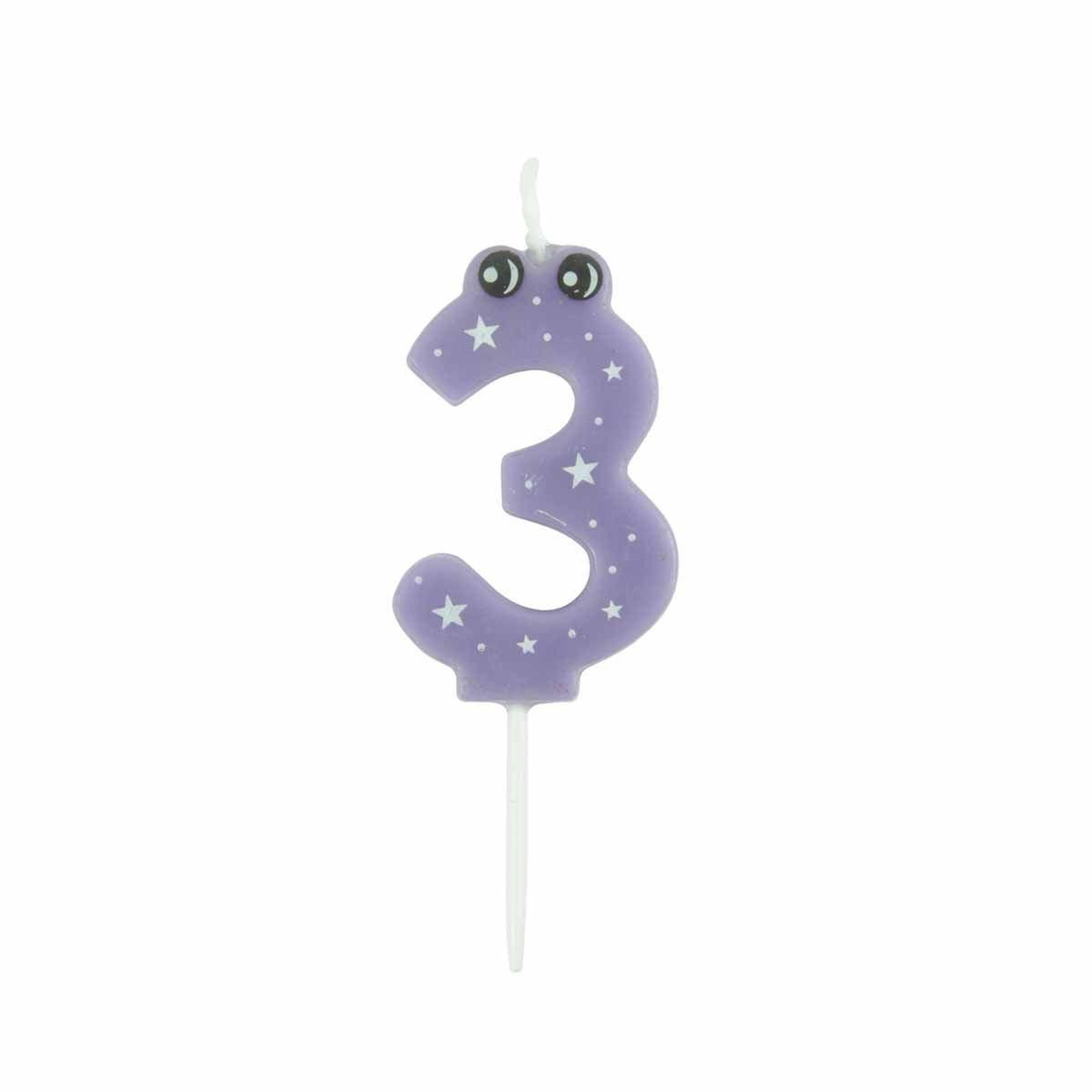 HOMEA Bougie d'Anniversaire  Chiffre 3  5cm Violet