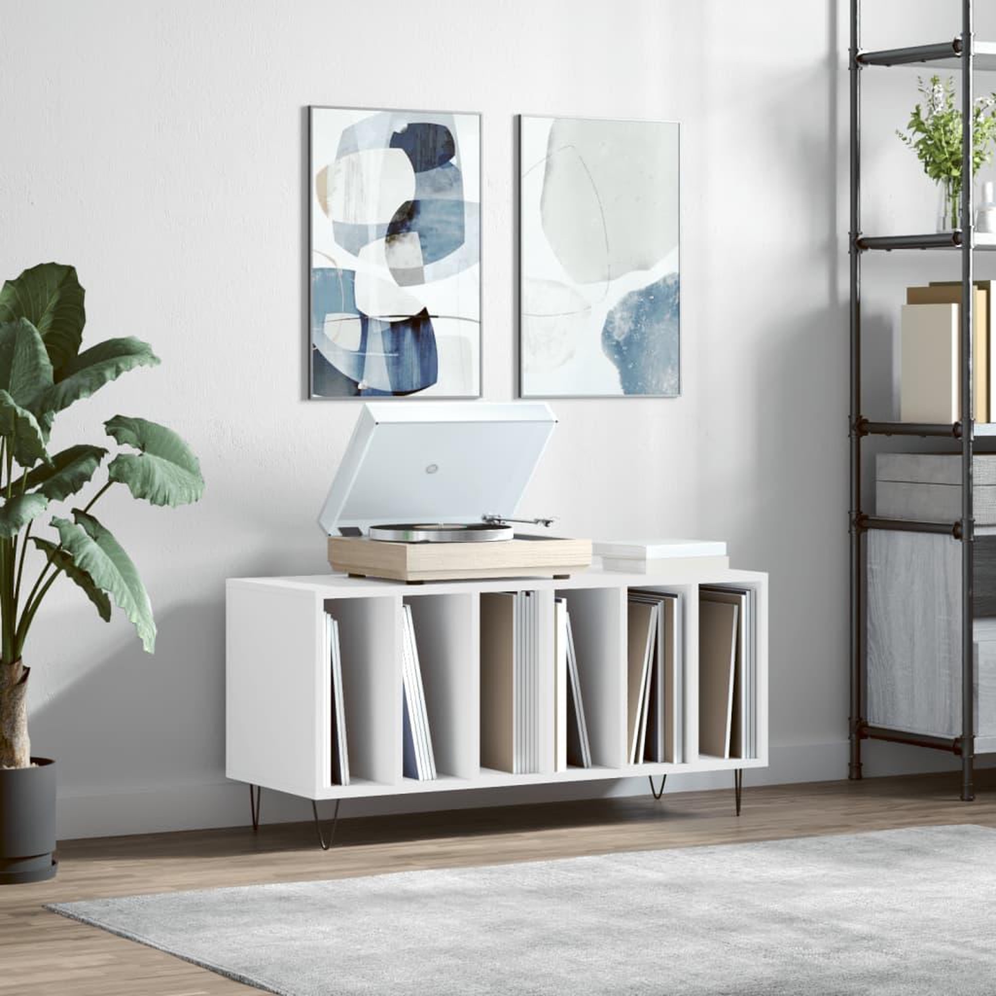 VIDAXL Armoire a disques blanc 100x38x48 cm bois d'ingenierie