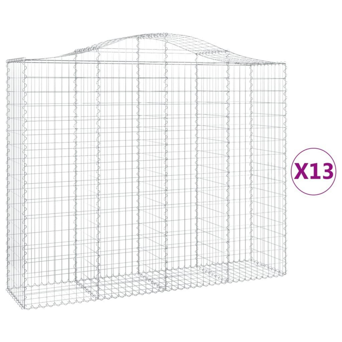 VIDAXL Paniers a gabions arques 13 pcs 200x50x160/180 cm Fer galvanise