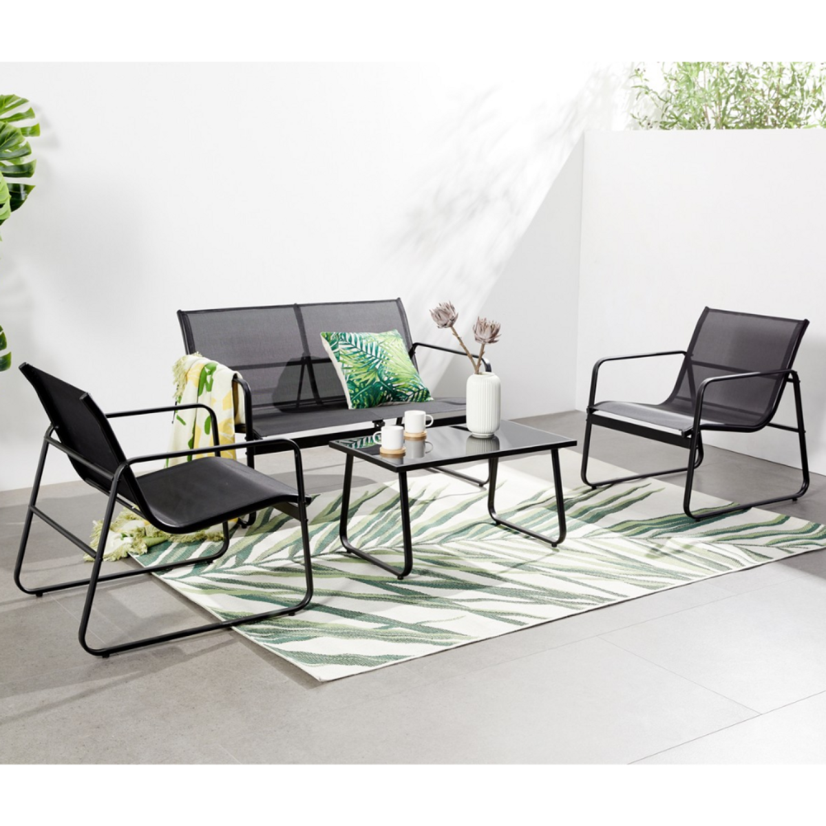 CONCEPT USINE Salon de jardin 4 places en métal SINTRA