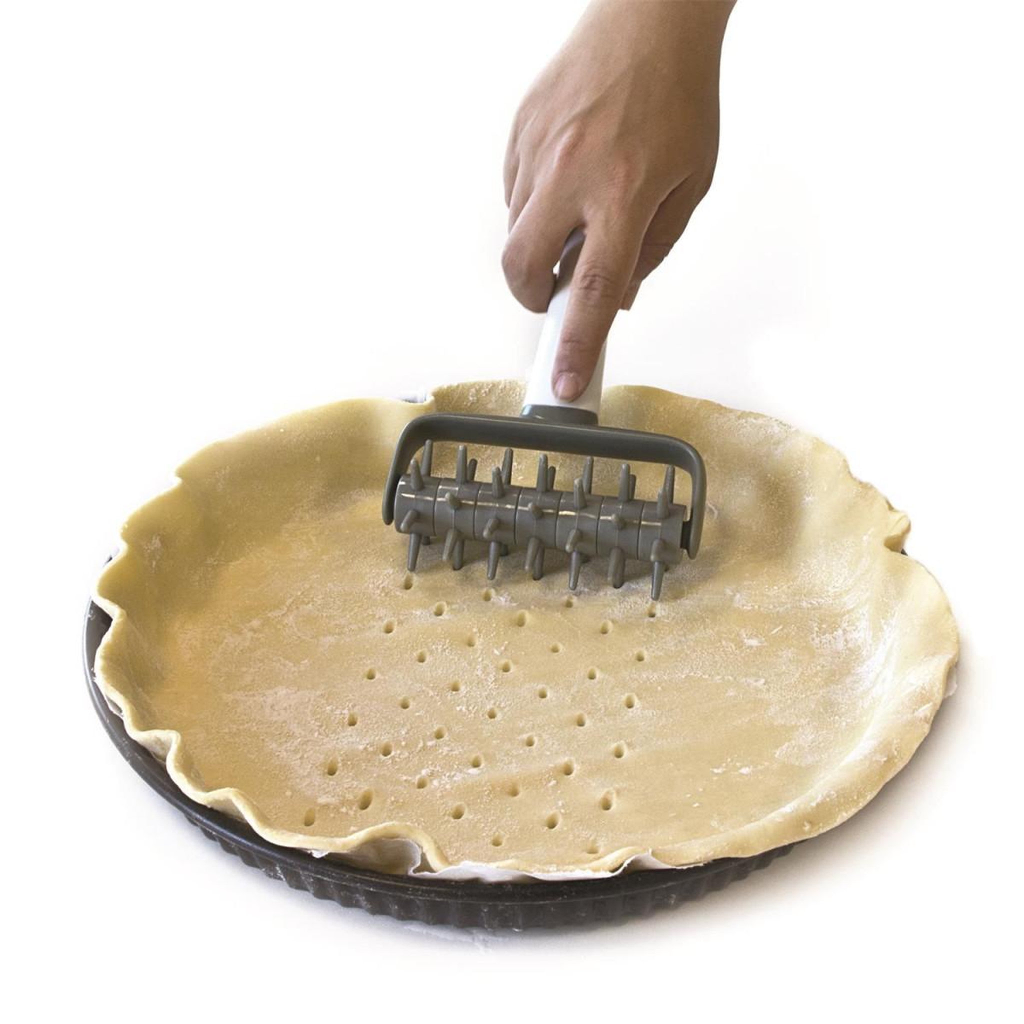 Voir la diapositive 3 : Lily Cook Aérateur de pâte  rouleau  17cm blanc & gris