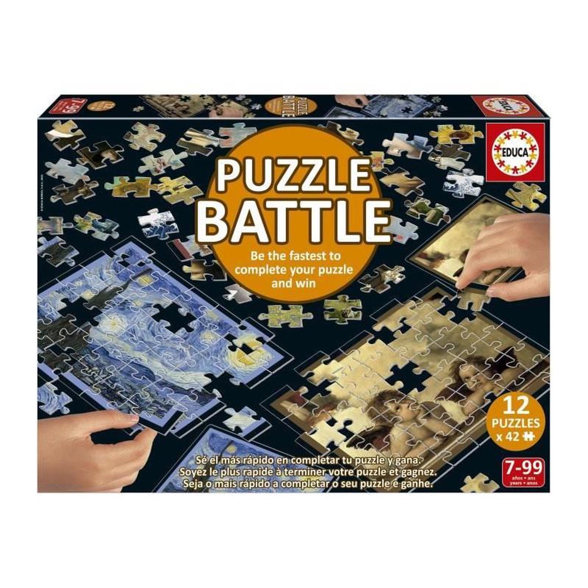 EDUCA Puzzle enfant Battle Art – Coffret 12 puzzles de 42 pièces – Jeu éducatif et stratégique – Dès 7 ans – Educa