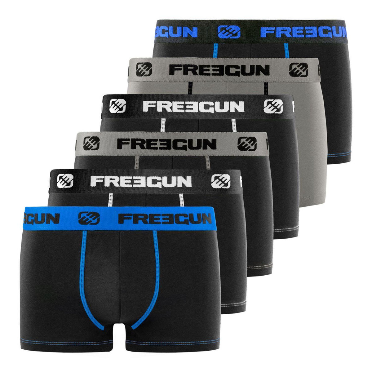 FREEGUN Lot de 6 boxers coton homme Uni