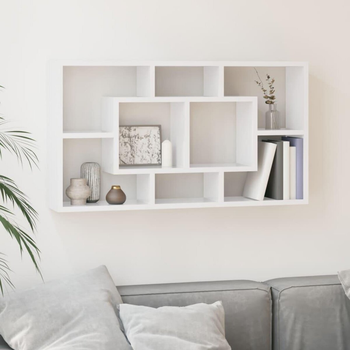 VIDAXL Etagere murale 8 compartiments Blanc brillant