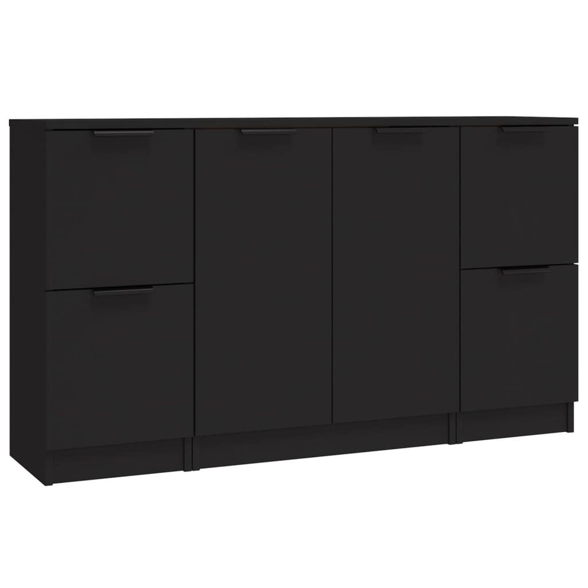 Voir la diapositive 2 : VIDAXL Buffets 3 pcs noir bois d'ingenierie