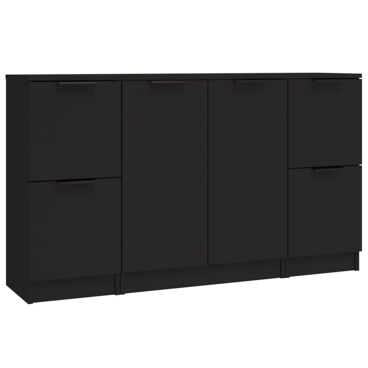 VIDAXL Buffets 3 pcs noir bois d'ingenierie
