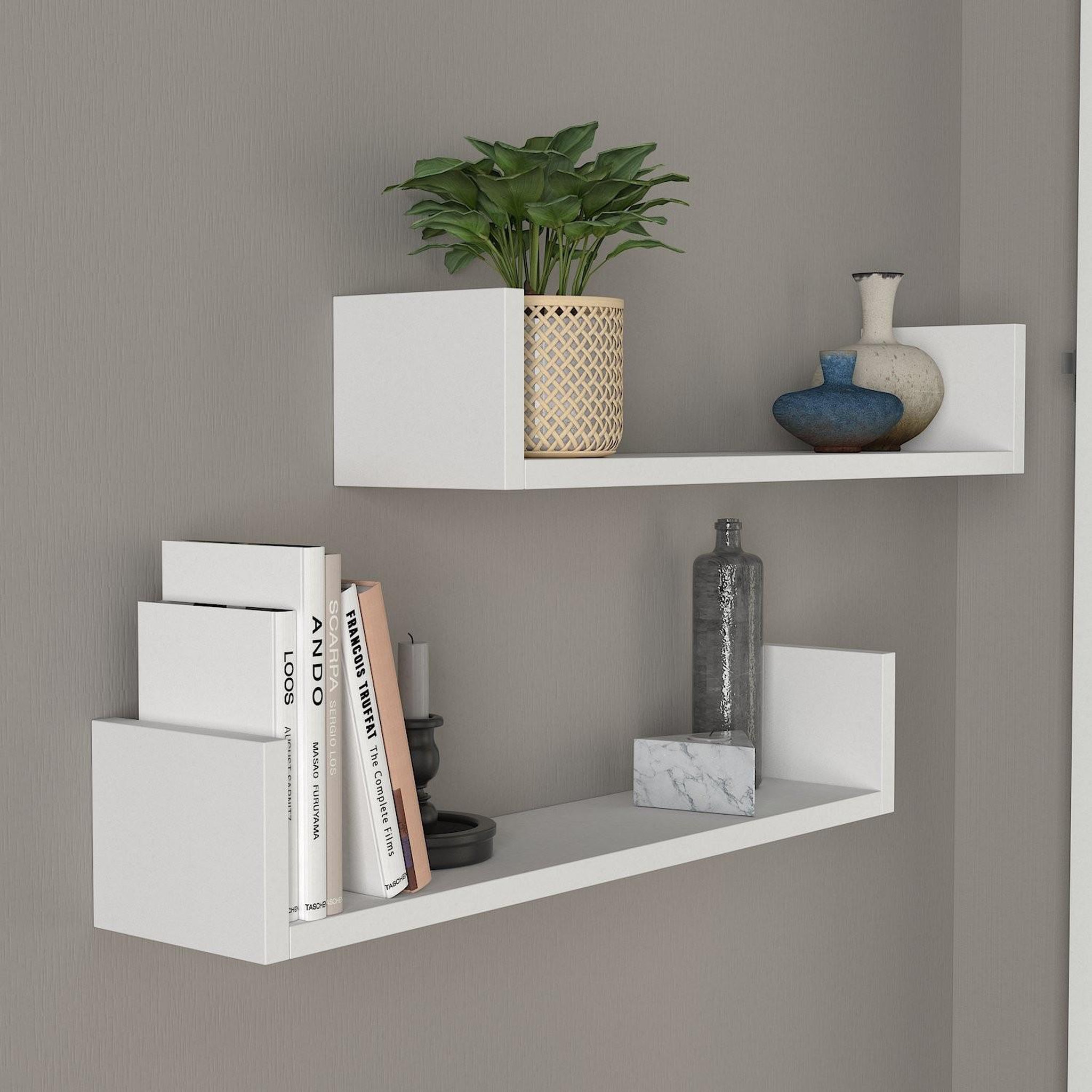 Voir la diapositive 3 : Habitat et Jardin Étagère murale en bois  iris  - 63 x 14 x 14 cm - blanc