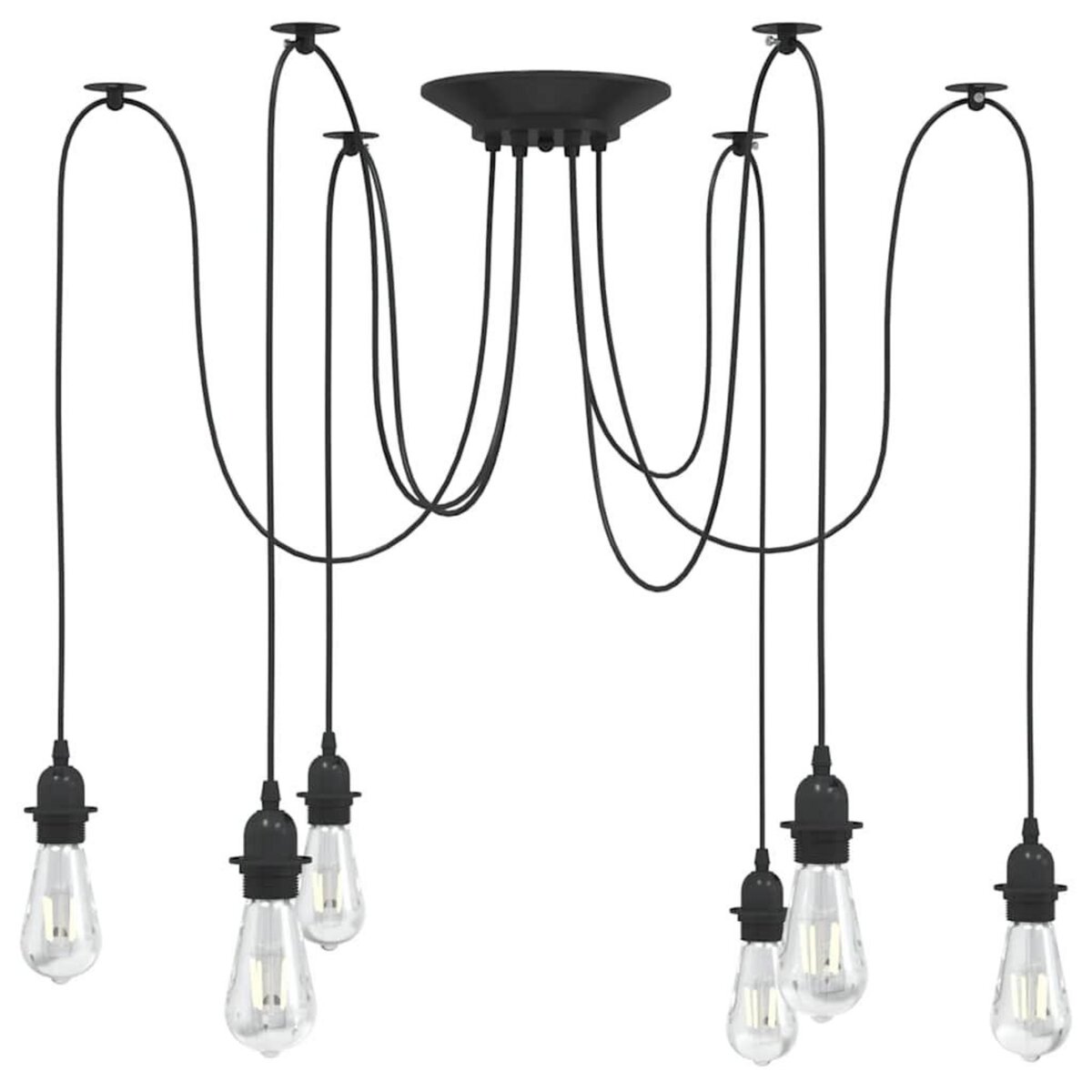 VIDAXL Lampe suspendue avec 6 porte-lampes E27 noir metal