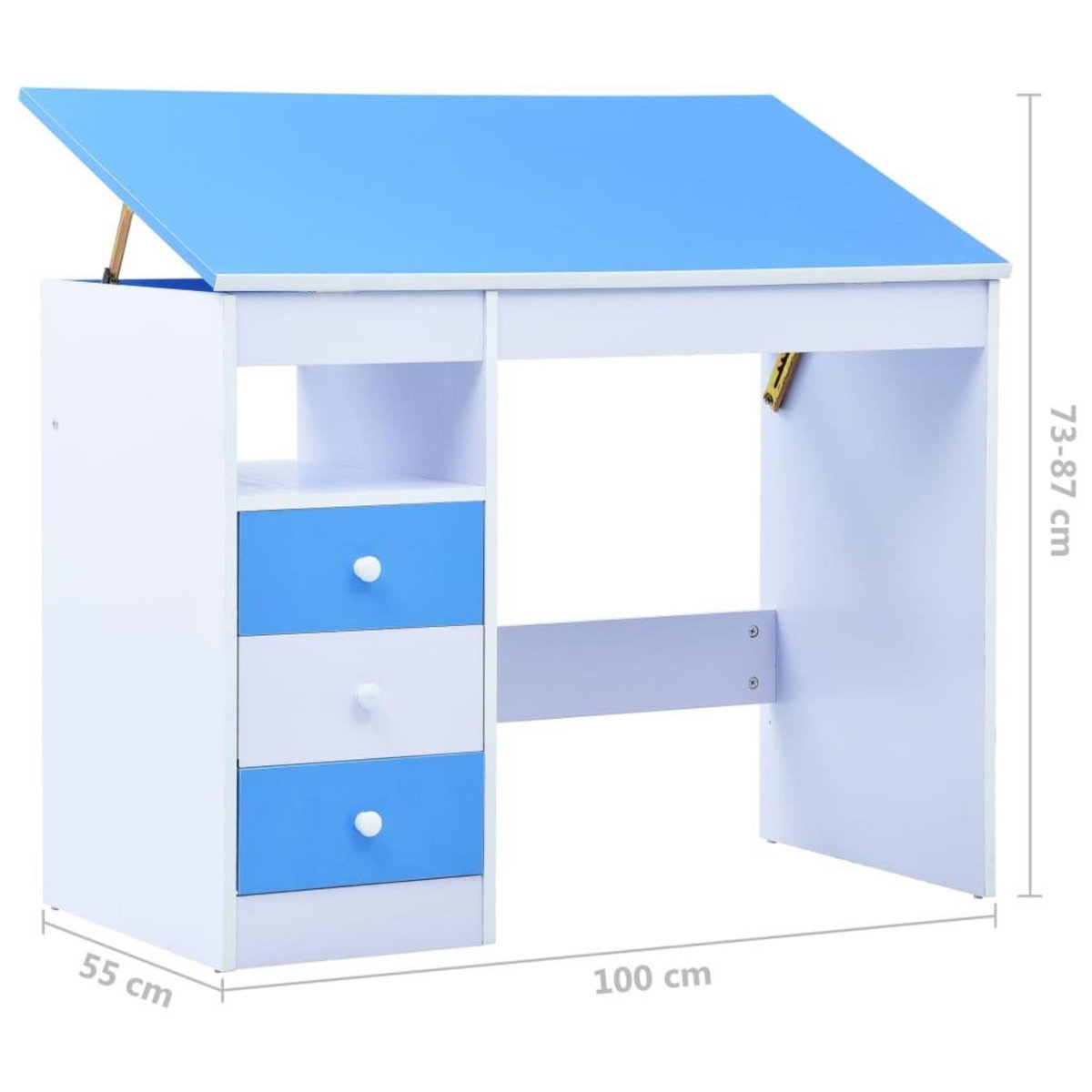 VIDAXL Bureau pour enfants Inclinable Bleu et blanc