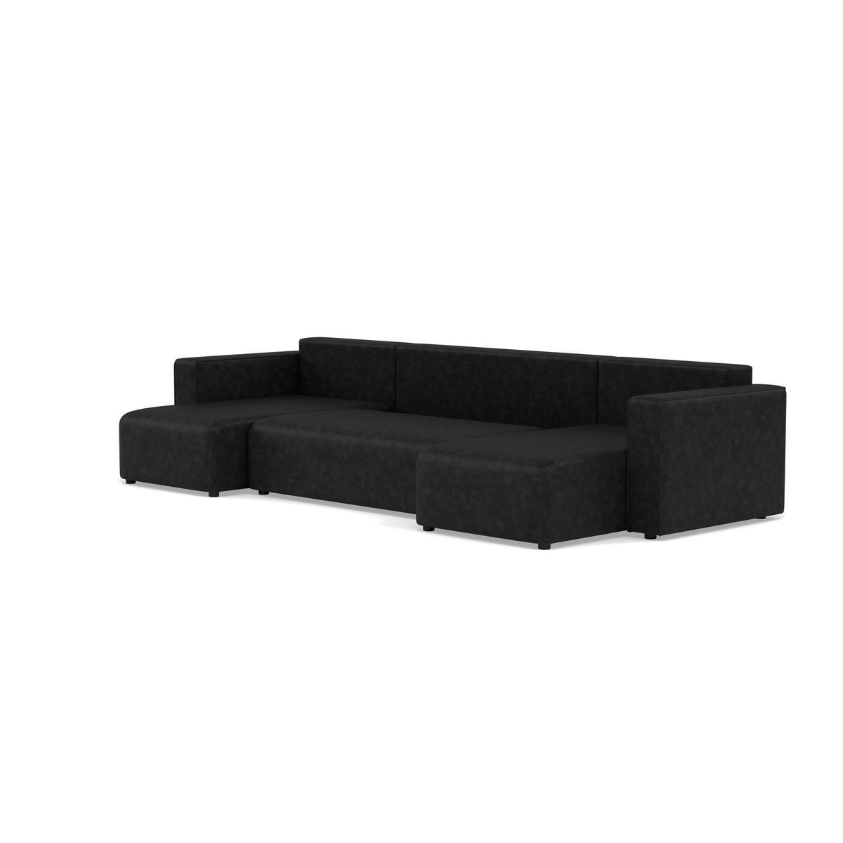 BEST MOBILIER Topaze - canapé panoramique en u 7 places convertible avec coffre en simili