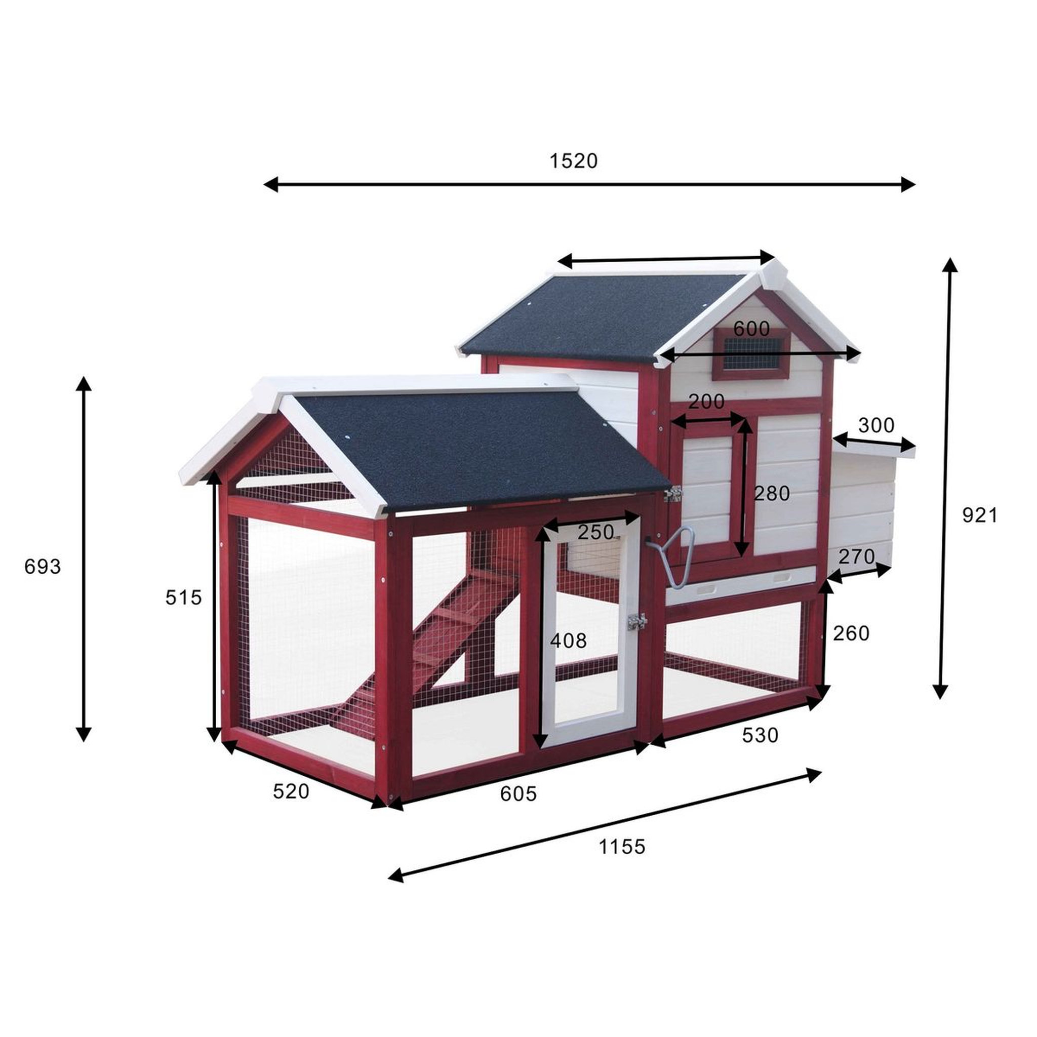 Voir la diapositive 2 : Habita Poulailler standard bi-corps couvert / 0,94 m2 / 2-3 poules / toit bitumé 2 pentes