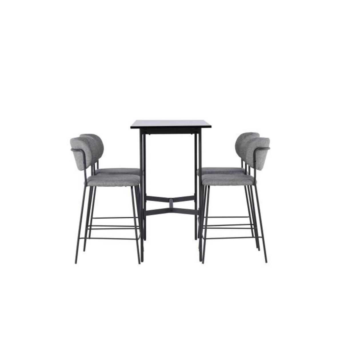 Paris Prix Ensemble Table de Bar & 4 Chaises  Rax & Bell  120cm Noir & Gris