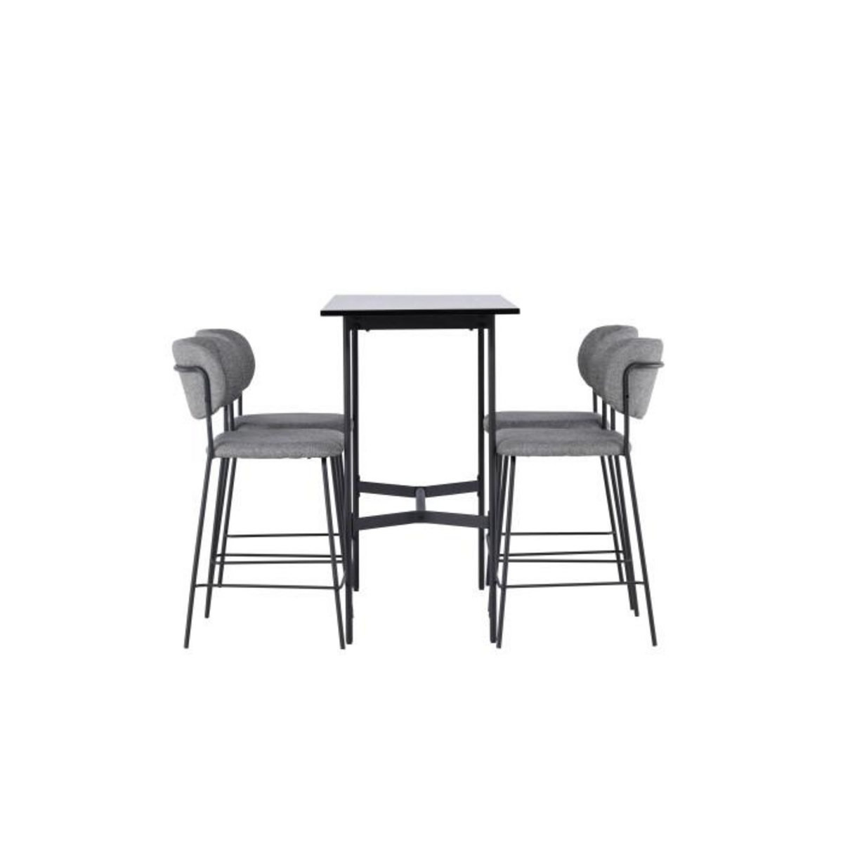 Paris Prix Ensemble Table de Bar & 4 Chaises  Rax & Bell  120cm Noir & Gris