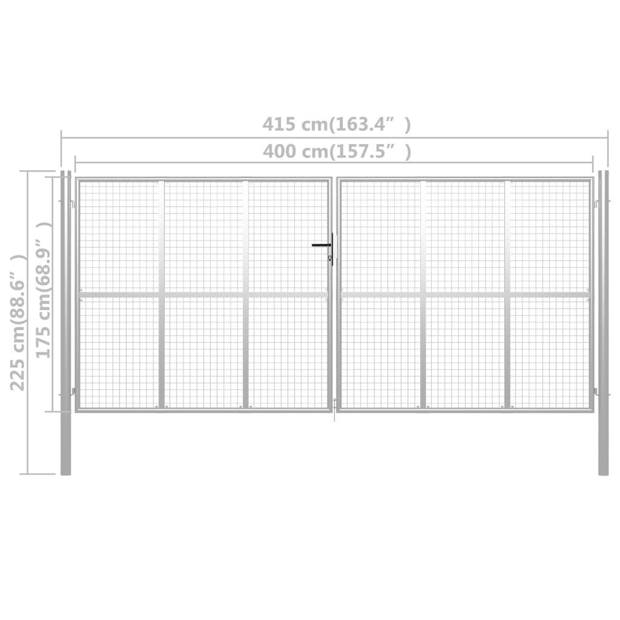Voir la diapositive 6 : VIDAXL Porte de jardin Acier galvanise 415x225 cm Argente