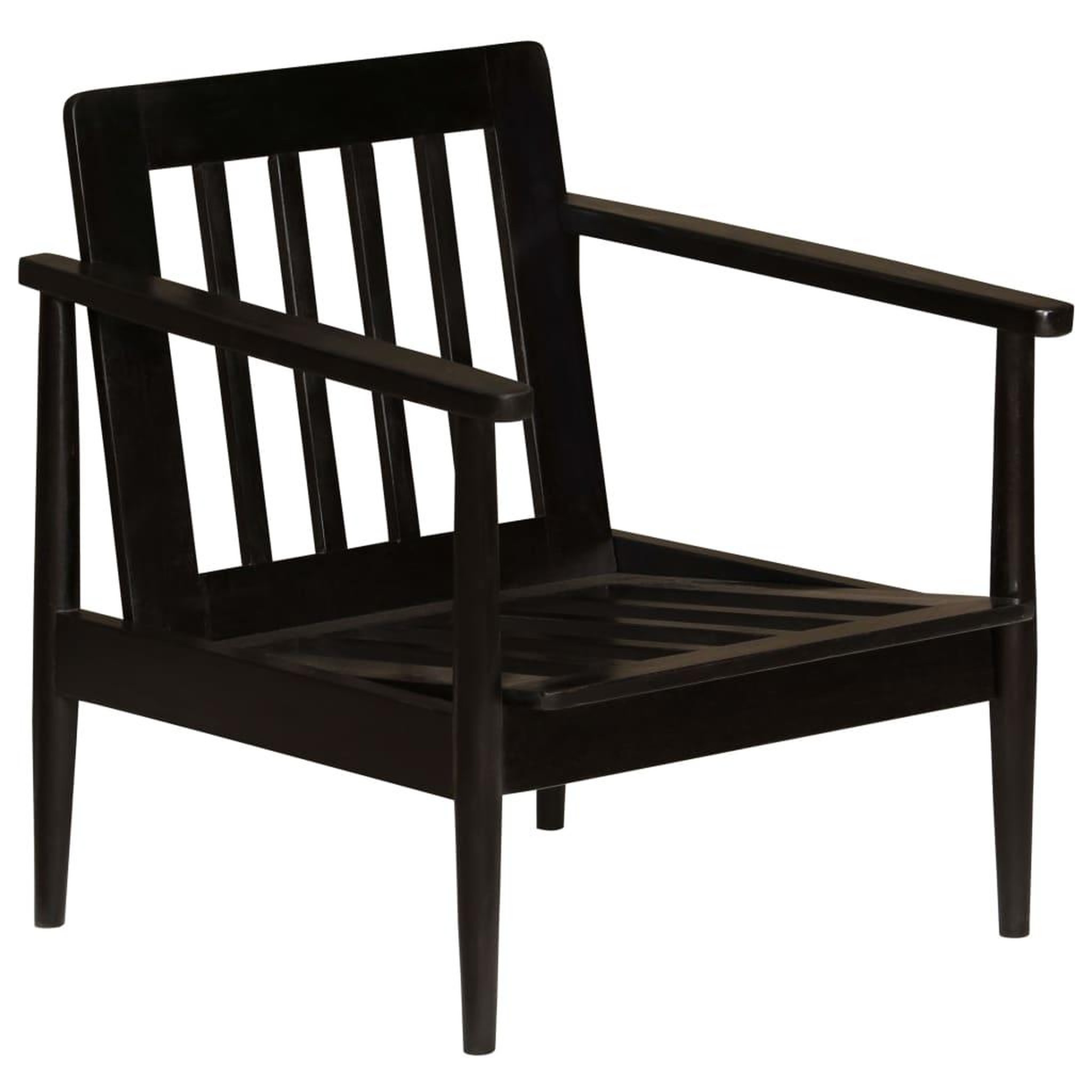 Voir la diapositive 5 : VIDAXL Fauteuil Noir Cuir veritable avec bois d'acacia