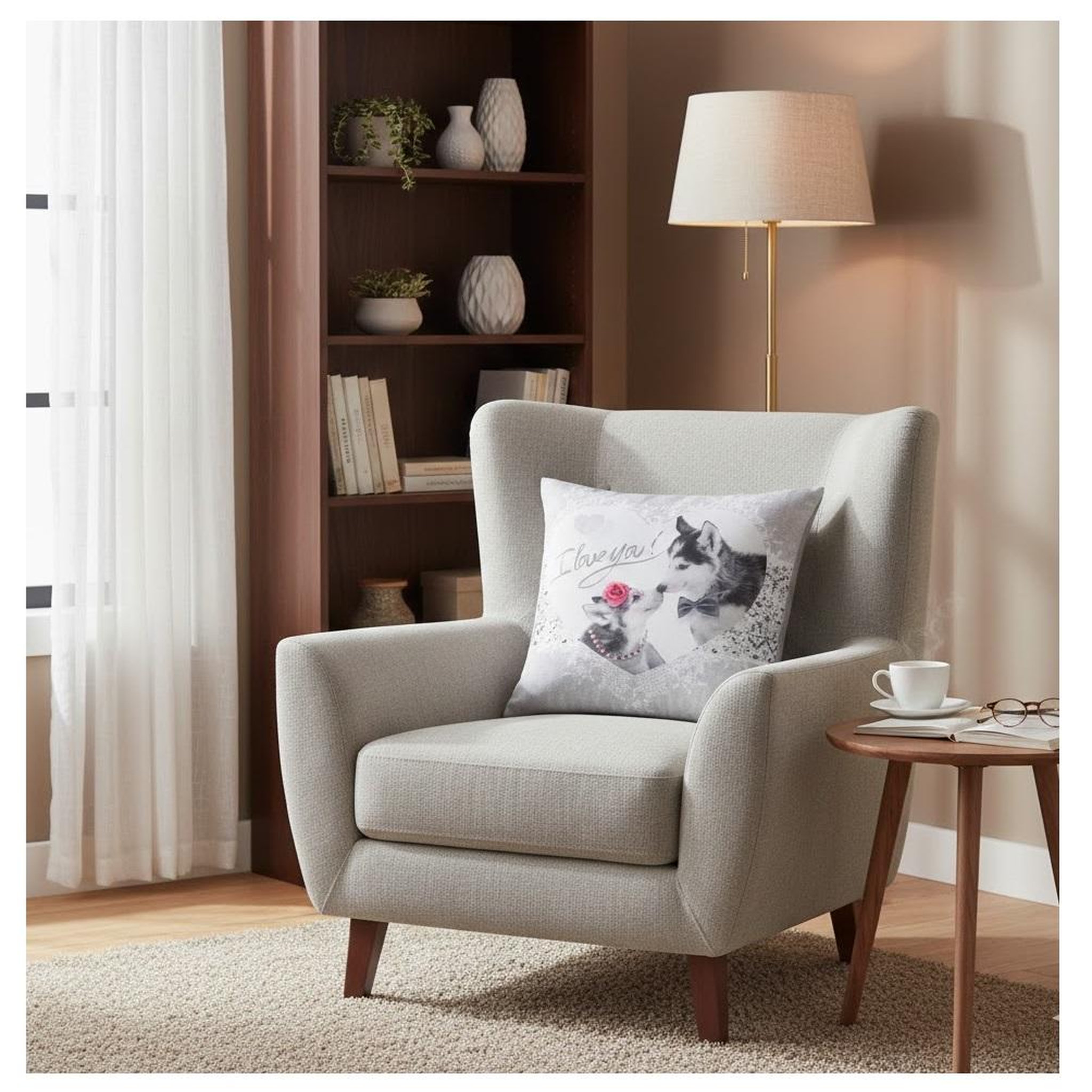 Voir la diapositive 2 : Eden Housse de coussin husky love design et moderne