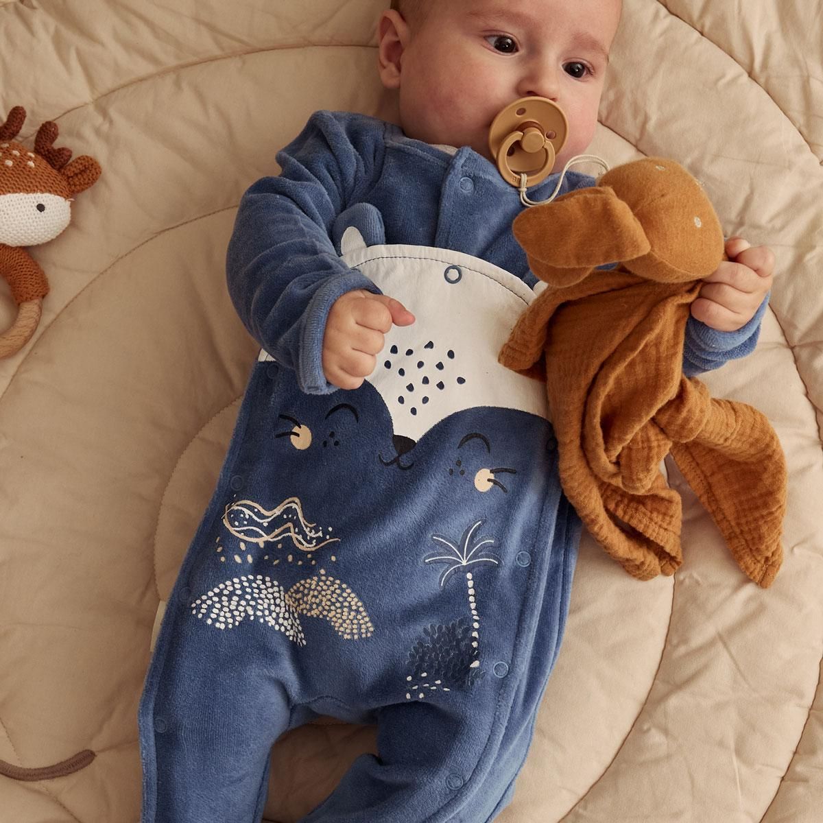 Petit Béguin Pyjama bébé en velours ouverture pont Dune Valley